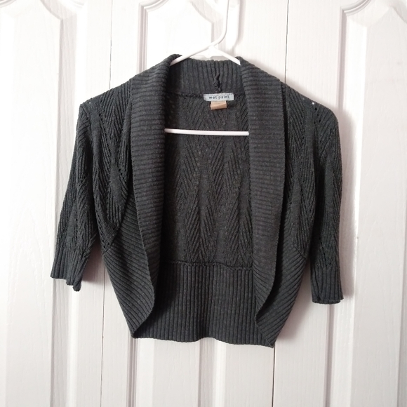 Gray Cropped Cardigan Size Small - Picture 4 of 6